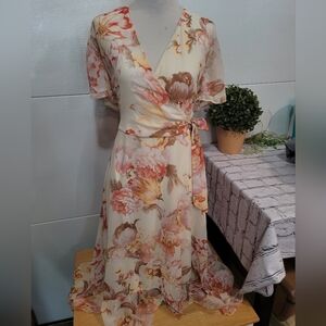 Womens Floral Wrap Dress